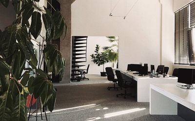 Minimalist interior with a lot of open space.